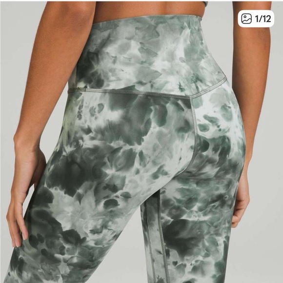 Lululemon Align High Rise Smoke Spruce Green Tie-Dye Leggings Size 6 - Picture 2 of 10